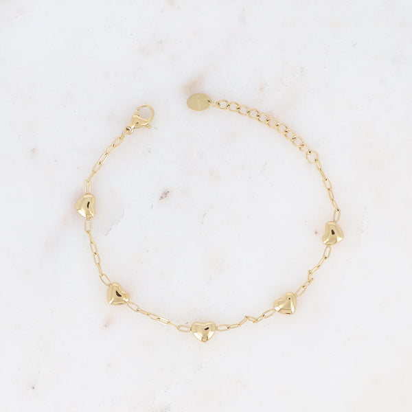 gladde hartjes met grof schakelwerk goudkleurig stainless steel