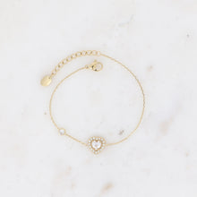 Afbeelding in Gallery-weergave laden, fijn goudkleurig armbandje met zirkonia hartje | stainless steel
