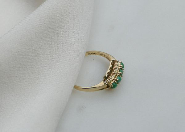 vintage 14 krt geel gouden ring met jade