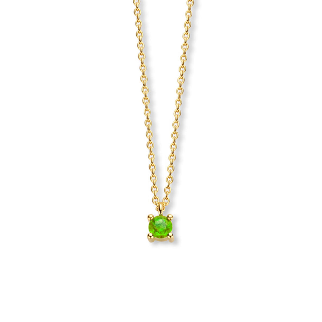 pre order! fijn collier met peridot in 14 karaat geel goud - augustus geboortesteen