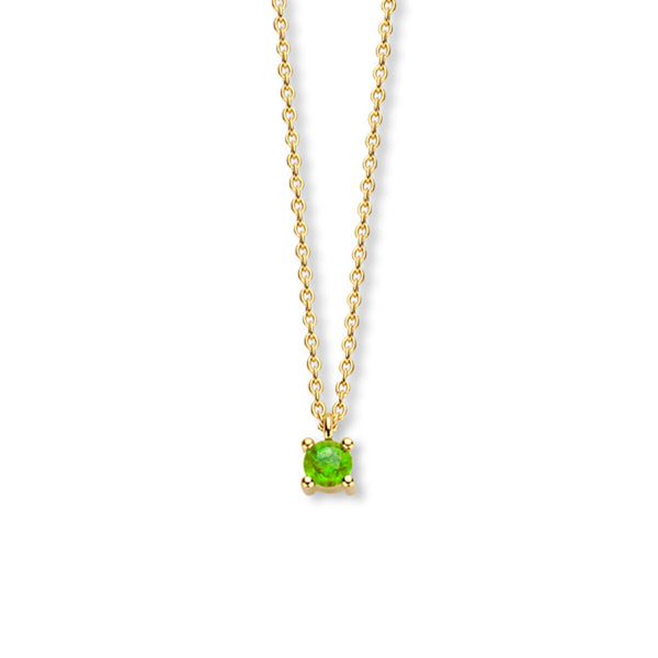 pre order! fijn collier met peridot in 14 karaat geel goud - augustus geboortesteen