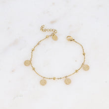 Afbeelding in Gallery-weergave laden, fijne goudkleurige armband met gehamerde muntjes stainless steel
