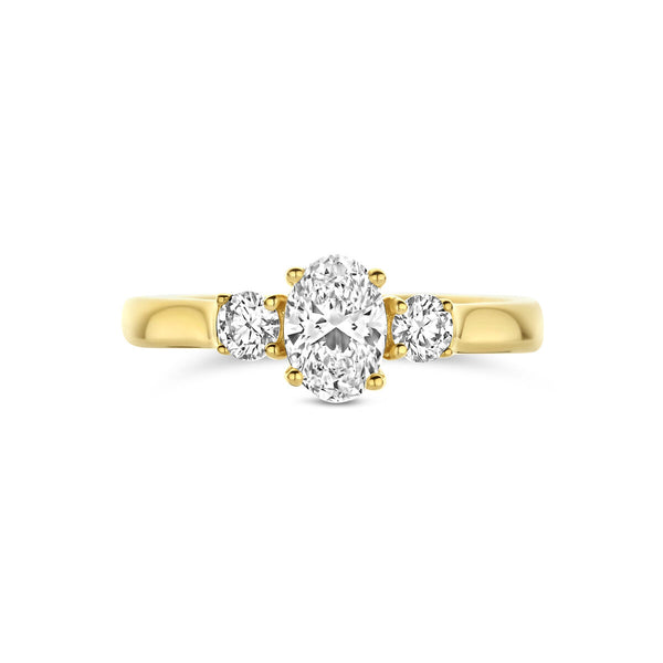 echt gouden ring 3 lab grown diamanten | 14 karaat geel goud