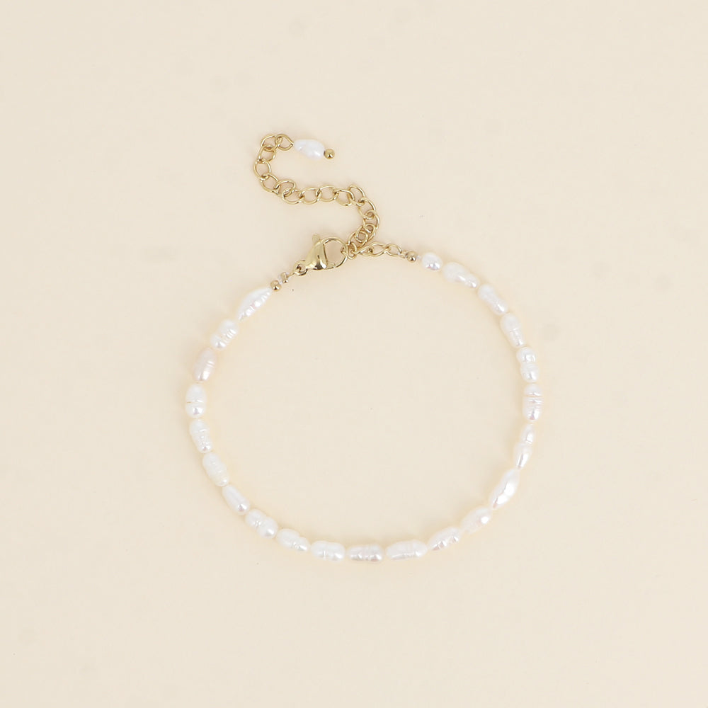 wit parel armbandje van zoetwaterparels met stainless steel slot