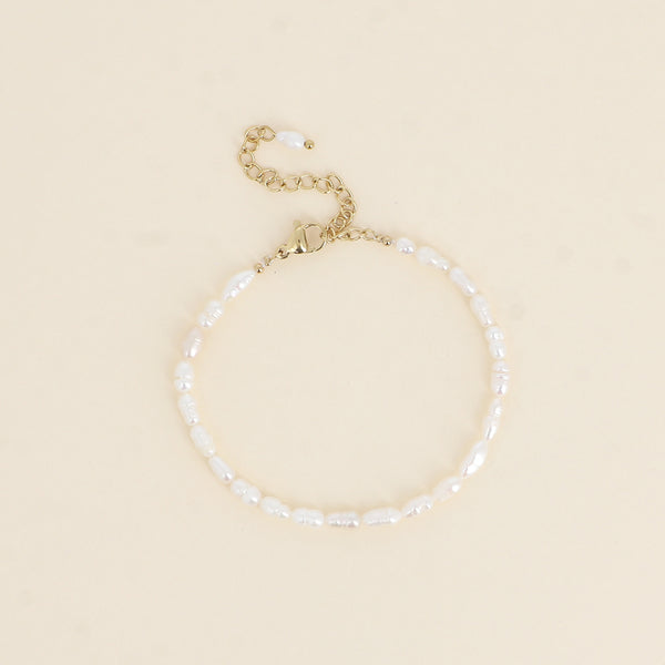 wit parel armbandje van zoetwaterparels met stainless steel slot