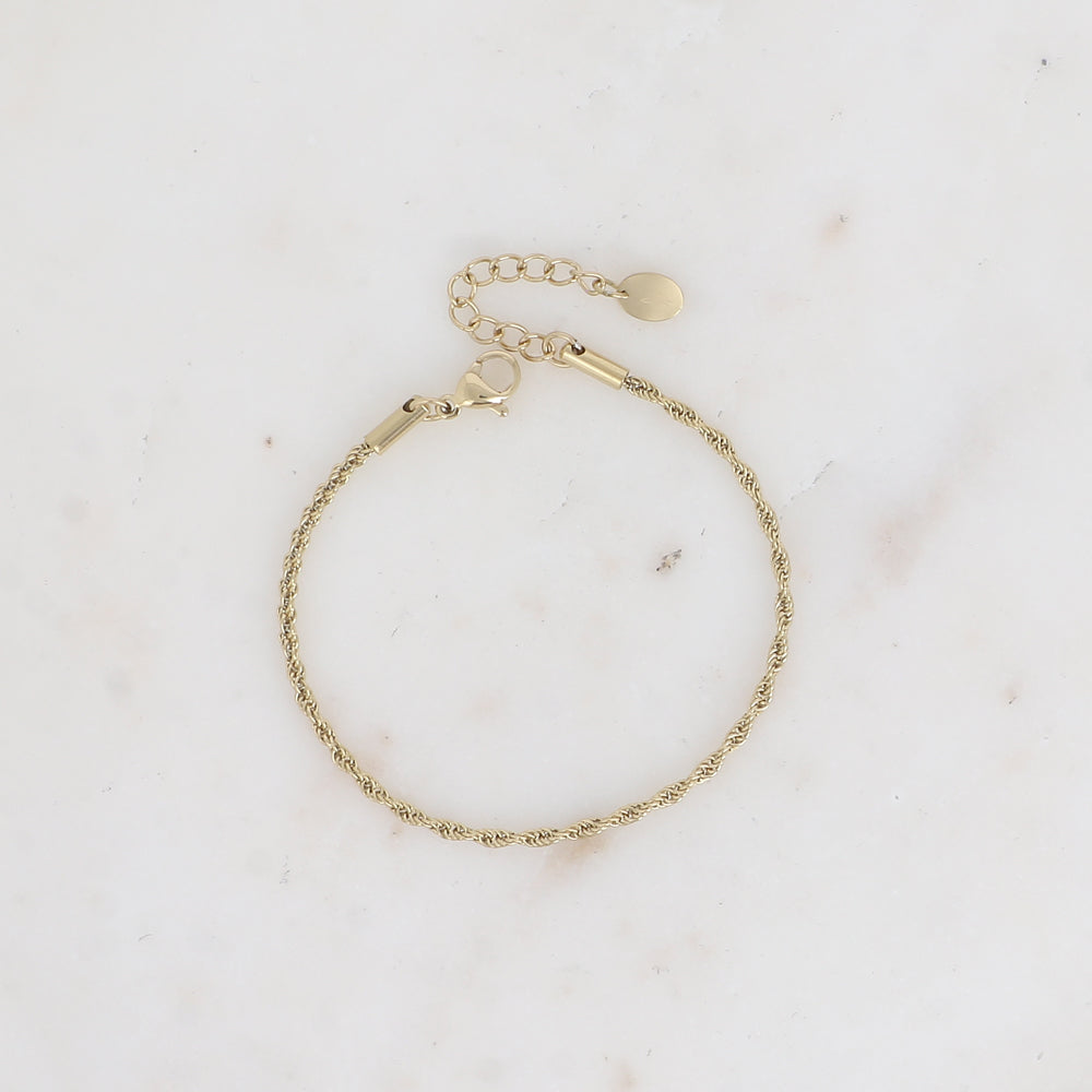 goudkleurig gevlochten armbandje van stainless steel