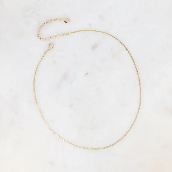 goudkleurig fijn slangen collier van stainless steel