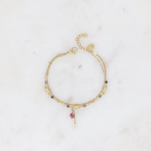 Afbeelding in Gallery-weergave laden, dubbel armbandje met roze mineralen | stainless steel
