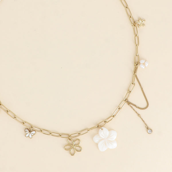 goudkleurig schakel collier met bedels  🌙 ✨ stainless steel