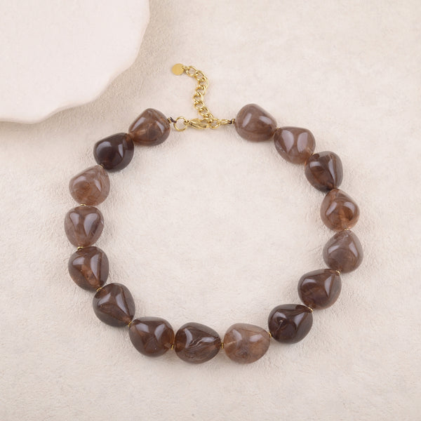 espresso collier van resin met groot slot