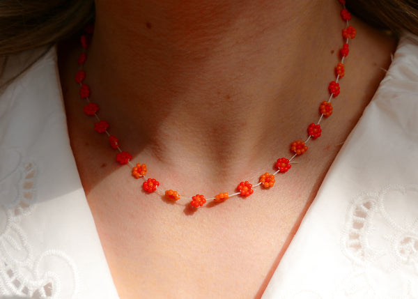 oranje labro fiori bloemen collier