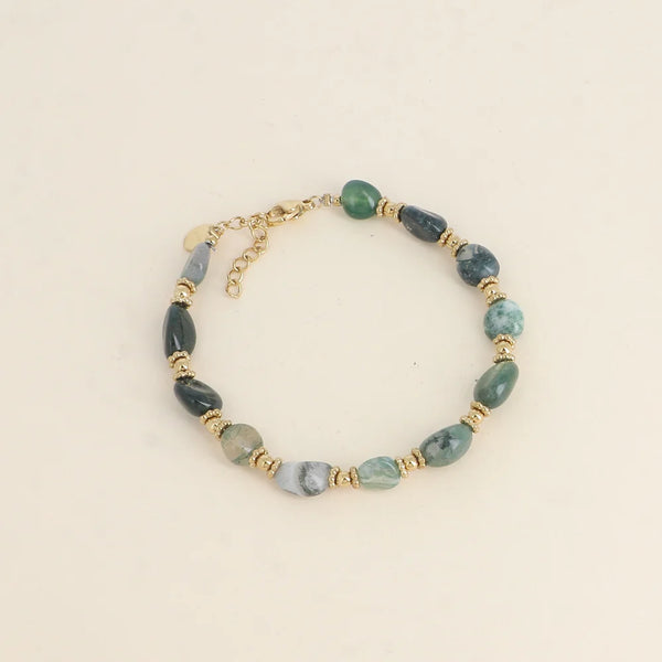 statement groen, grijs en lila kralen armband