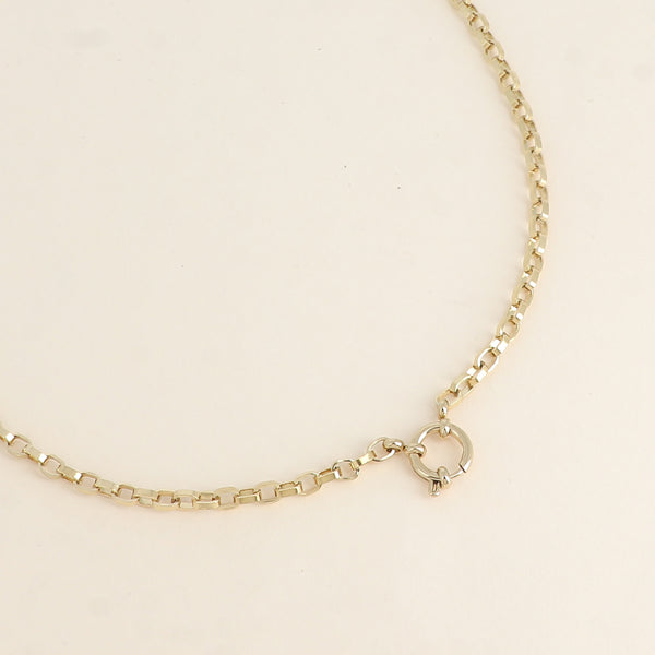 goudkleurig grof schakel collier met slot | stainless steel