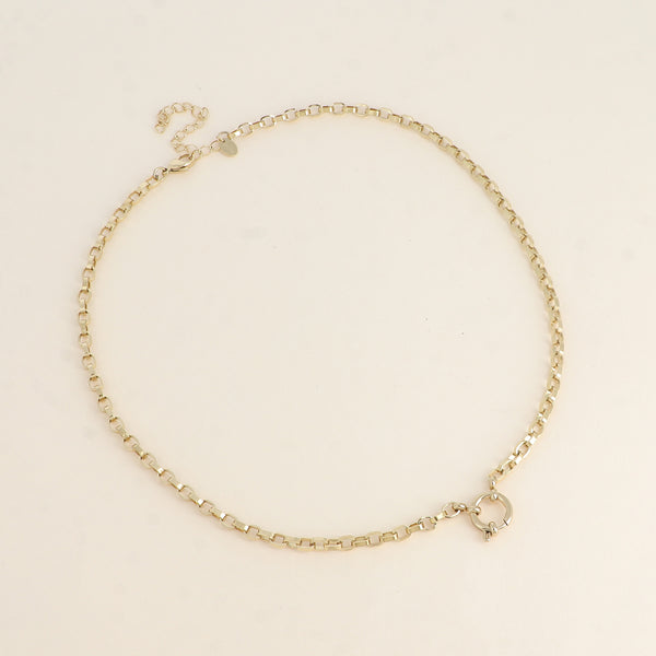 goudkleurig grof schakel collier met slot | stainless steel