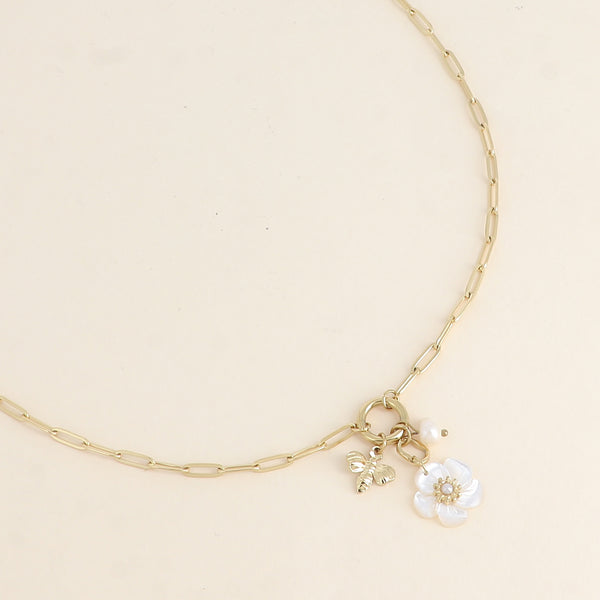 goudkleurig schakel collier met bedels  🌙 ✨ stainless steel