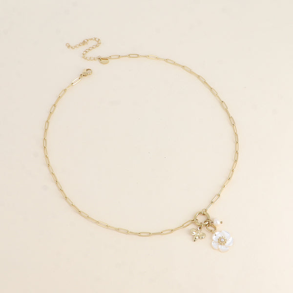 goudkleurig schakel collier met bedels  🌙 ✨ stainless steel