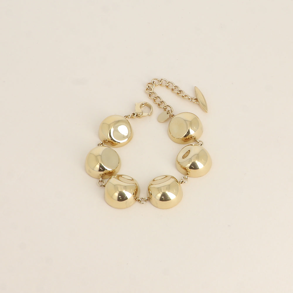 goudkleurige  grote bollen armband van stainless steel