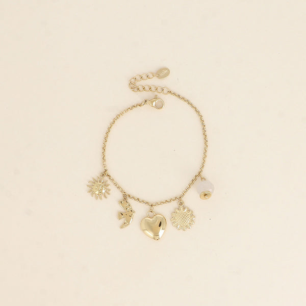 goudkleurige armband met bedels 🐚 stainless steel