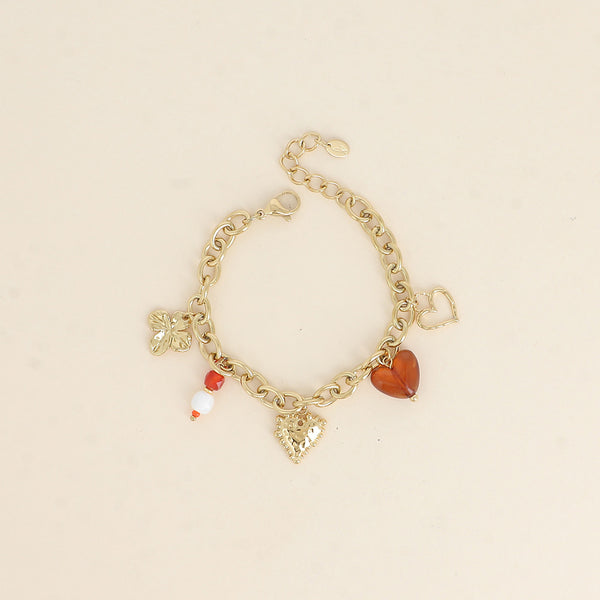 goudkleurige armband met bedels 🐚 stainless steel