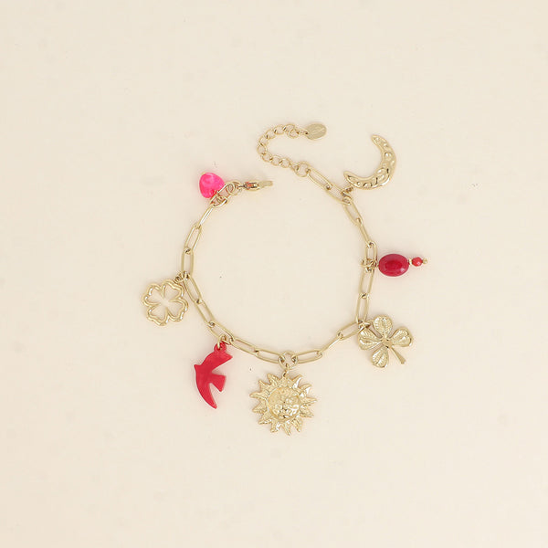 goudkleurige armband met bedels 🐚 stainless steel