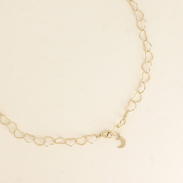 goudkleurig open hartjes in elkaar collier stainless steel