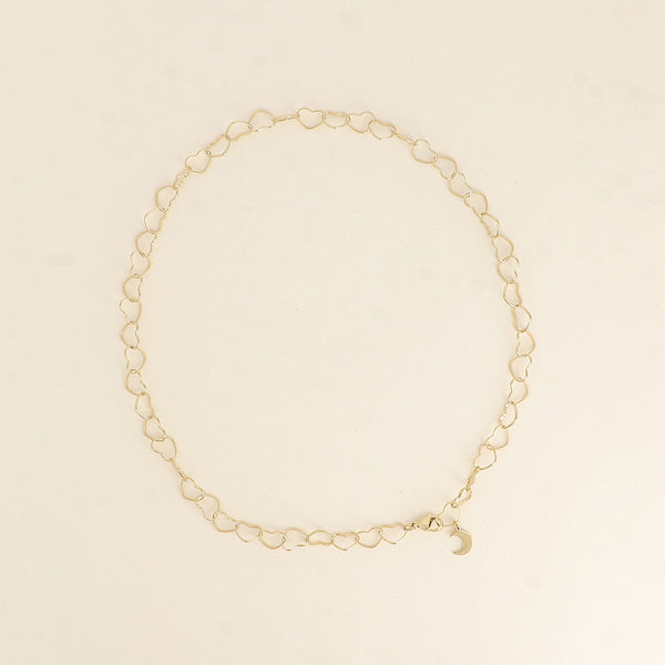 goudkleurig open hartjes in elkaar collier stainless steel