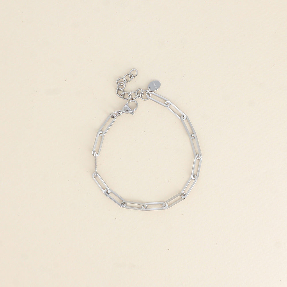 zilverkleurige open ovale schakel armband stainless steel