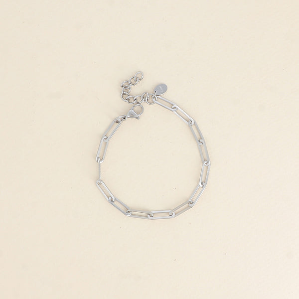 zilverkleurige open ovale schakel armband stainless steel
