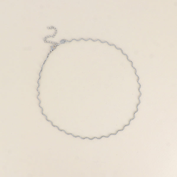 zilverkleurig fijn wave collier l stainless steel