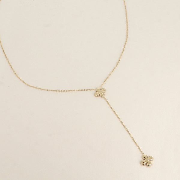 fijn goudkleurig Y collier met klavertje vier 🍀 stainless steel