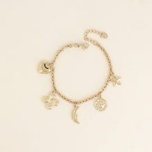 Afbeelding in Gallery-weergave laden, goudkleurige schakel armband met grote bedels | stainless steel
