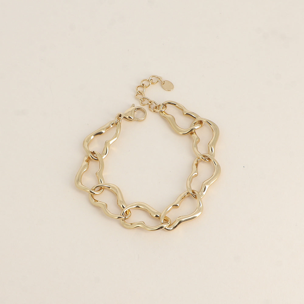 goudkleurige open ovale schakel armband stainless steel