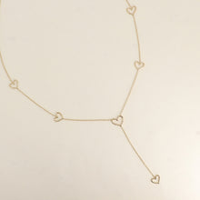 Afbeelding in Gallery-weergave laden, fijn goudkleurig Y collier met open hartjes 💗 stainless steel
