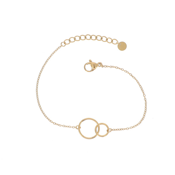 fijn goudkleurig armbandje met cirkels in elkaar stainless steel