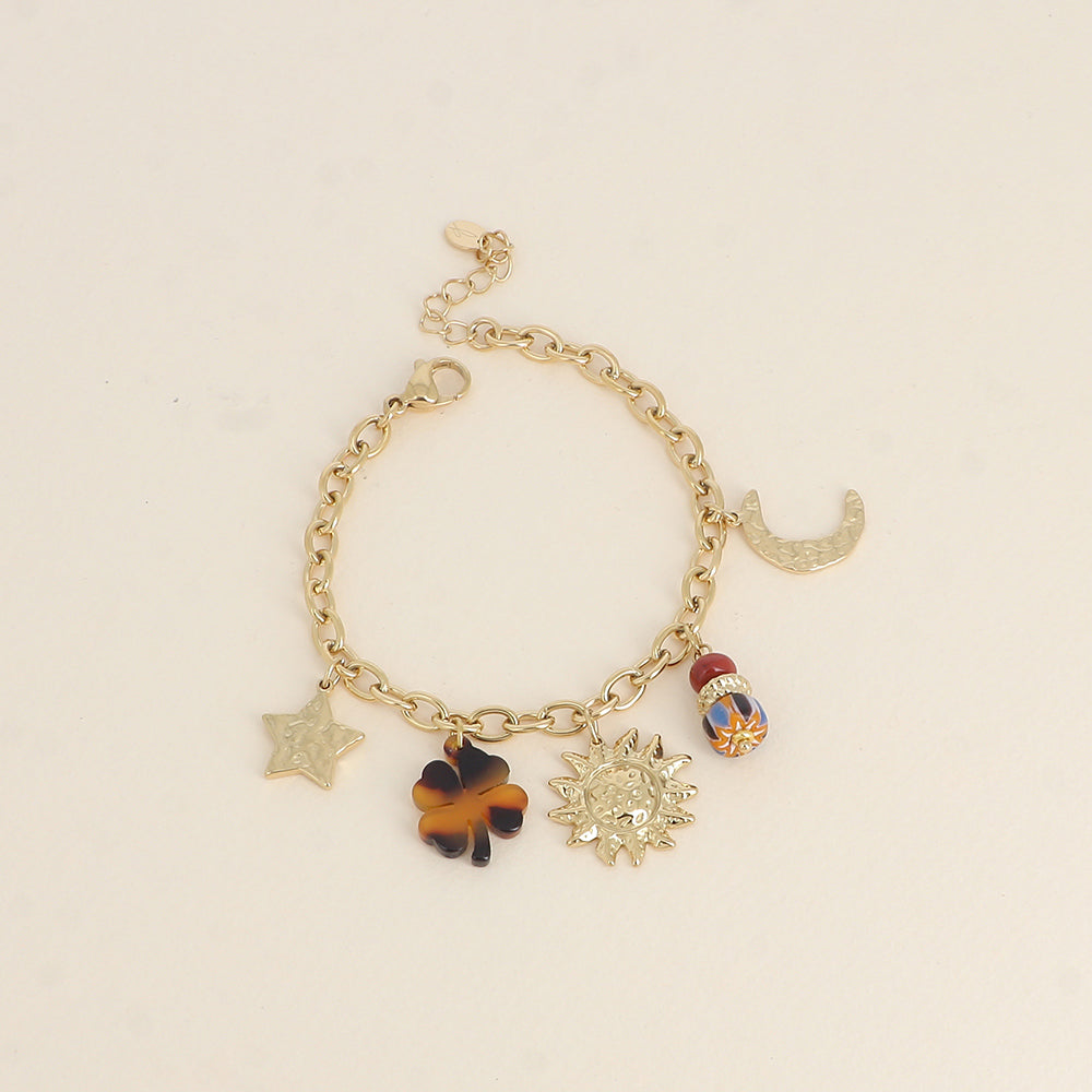 goudkleurige bedel armband stainless steel