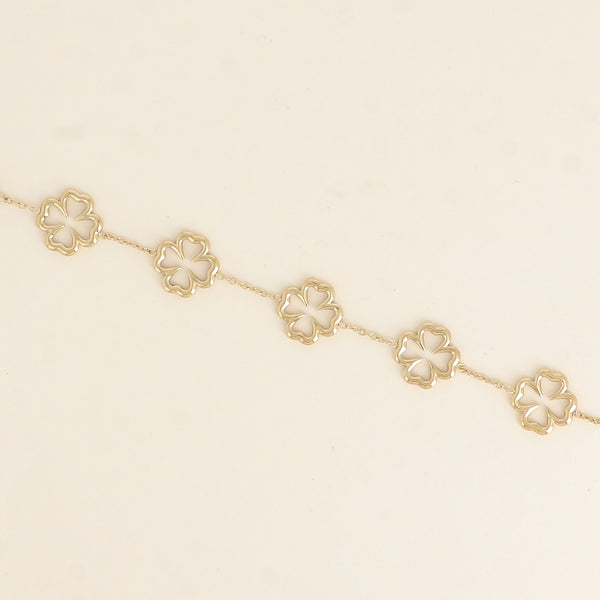 goudkleurige open klavertjes vier armband van stainless steel