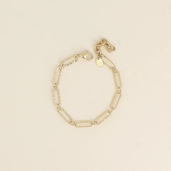 goudkleurige paperclip schakelarmband van stainless steel
