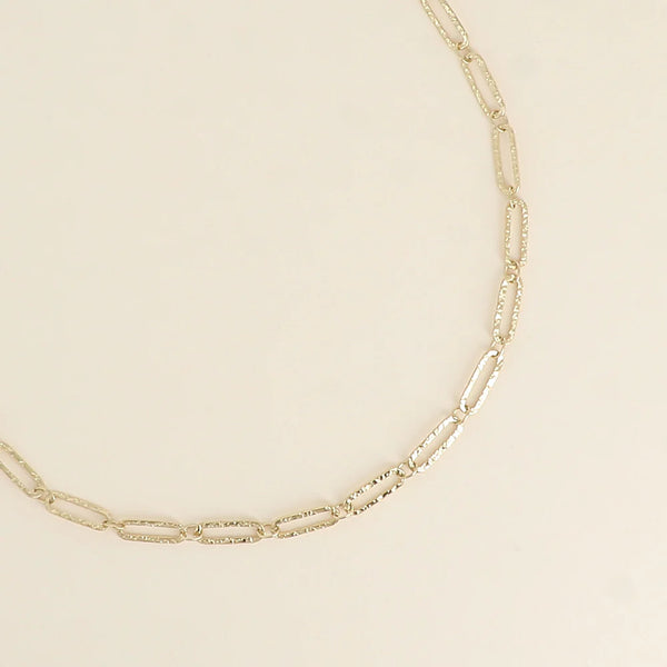 goudkleurige paperclip schakel collier van stainless steel