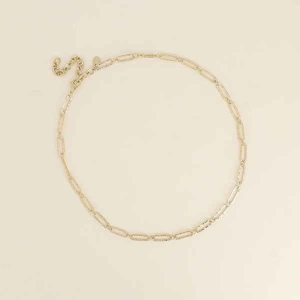 goudkleurige paperclip schakel collier van stainless steel