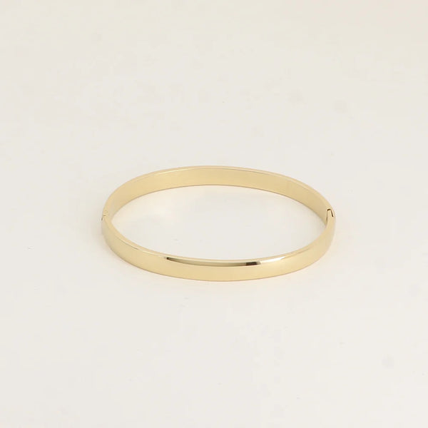 goudkleurige platte bangle van stainless steel