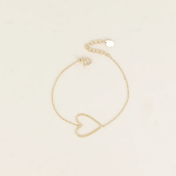 fijn goudkleurig armbandje met groot open hart | stainless steel