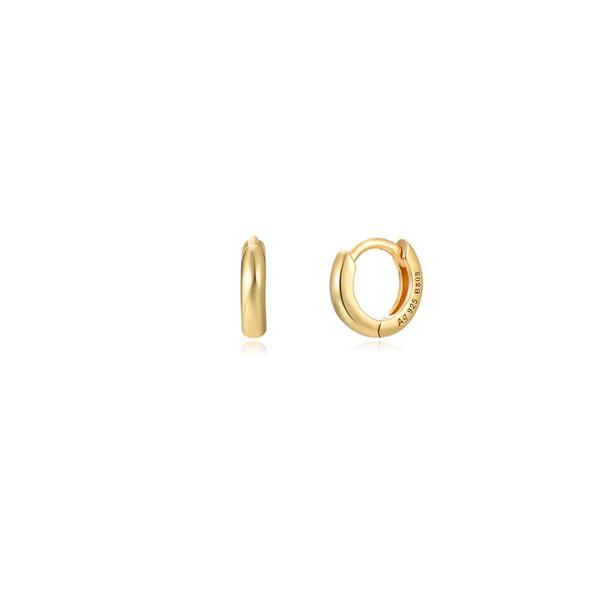 goudkleurige gladde mini oorringen 8 mm | echt zilver + laagje goud