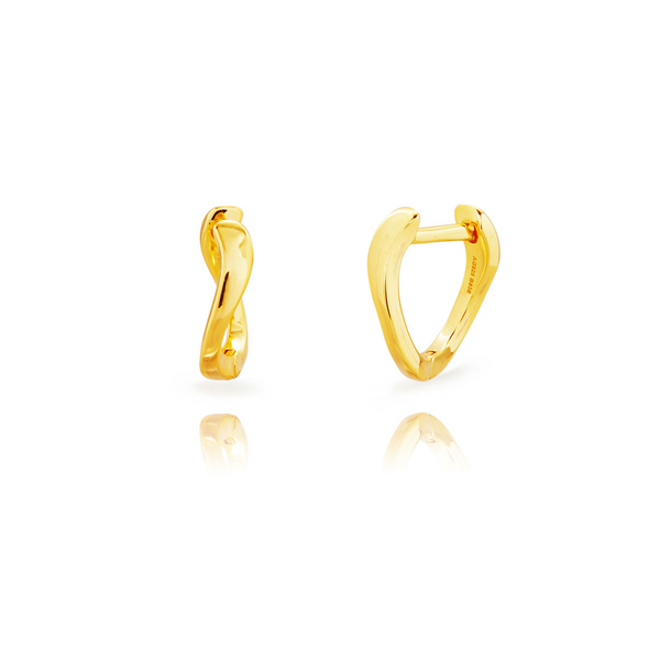 verguld gouden dunne gladde wave oorringen | echt zilver | 15 mm
