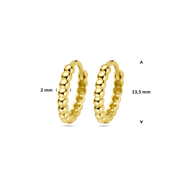 bolletjes oorringen van 14 krt geel goud 13.5 mm diameter