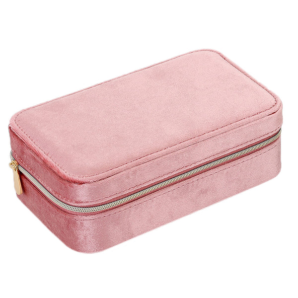 medium zacht roze velvet sieradenbox