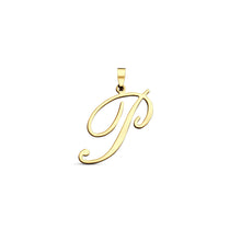 Afbeelding in Gallery-weergave laden, echt gouden sierlijke letter hanger van 14 krt geel goud 25.5 mm
