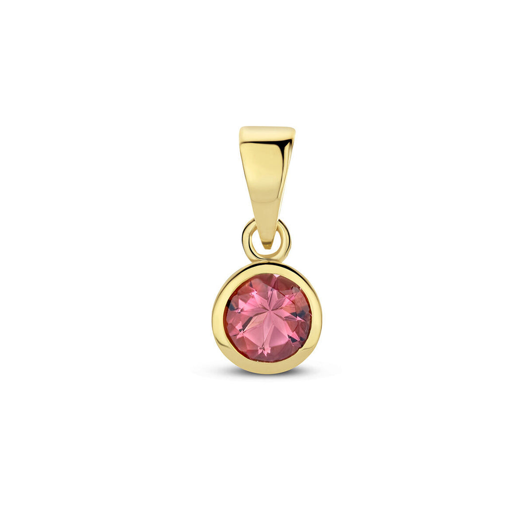 echte roze toermalijn in 14 karaat geel goud - oktober geboortesteen