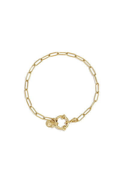goudkleurig armbandje met groot slot | stainless steel