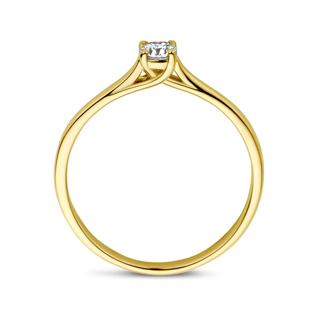 echt gouden ring met diamant van 0.15 crt | 14 karaat geel goud