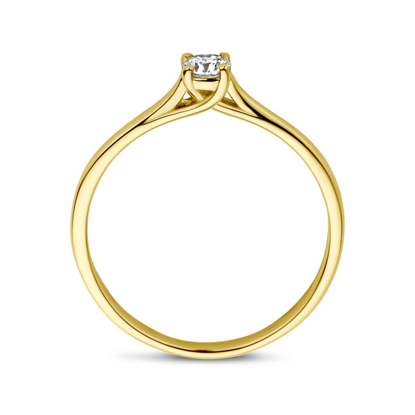 echt gouden ring met diamant van 0.15 crt | 14 karaat geel goud